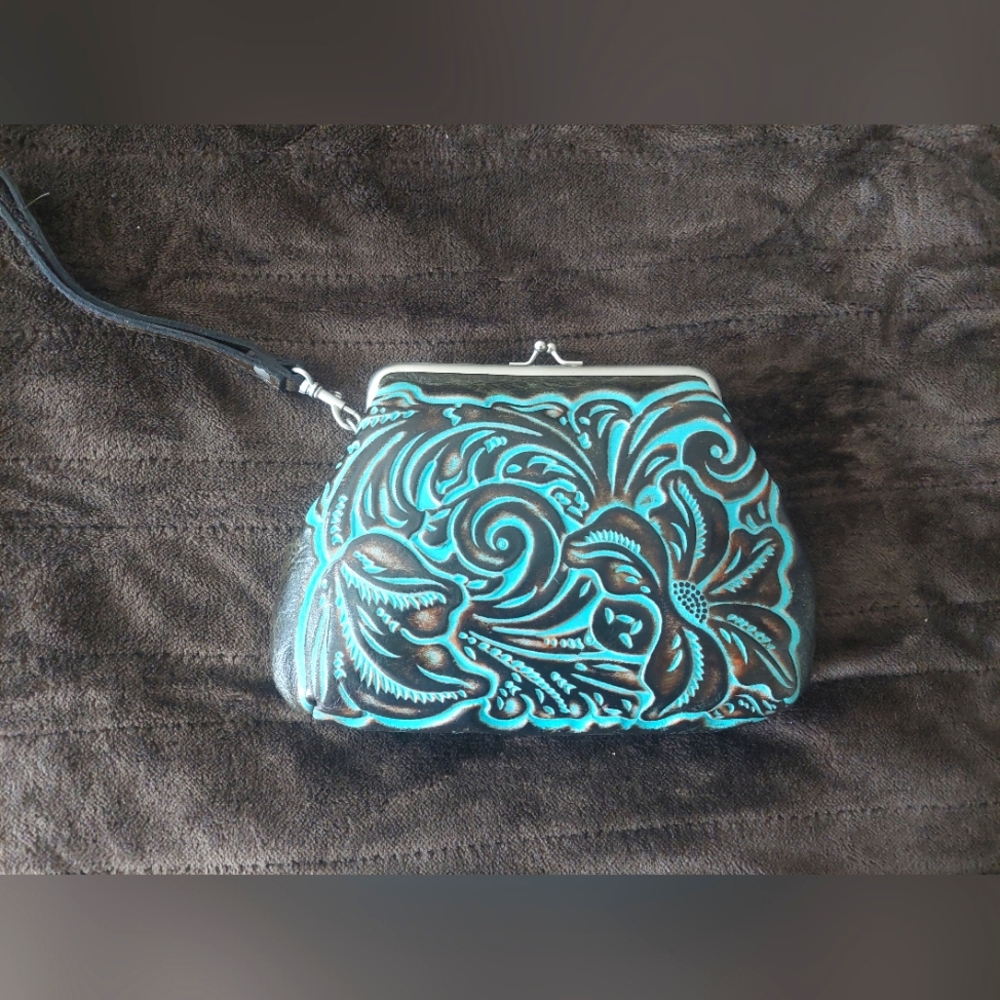 Patricia Nash Savena Tooled Leather Wristlet